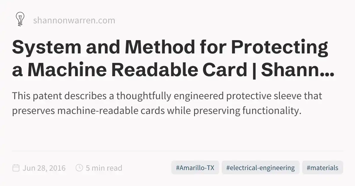 System and Method for Protecting a Machine Readable Card | Shannon ...